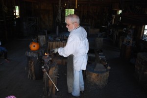 Resident blacksmith at the Littleton Museum.
