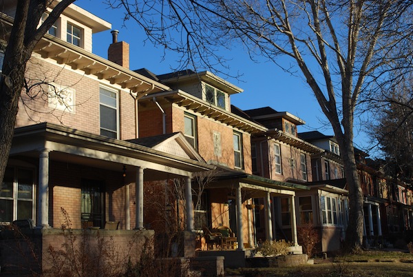 A row of Denver Squares in the City Park neighborhood.